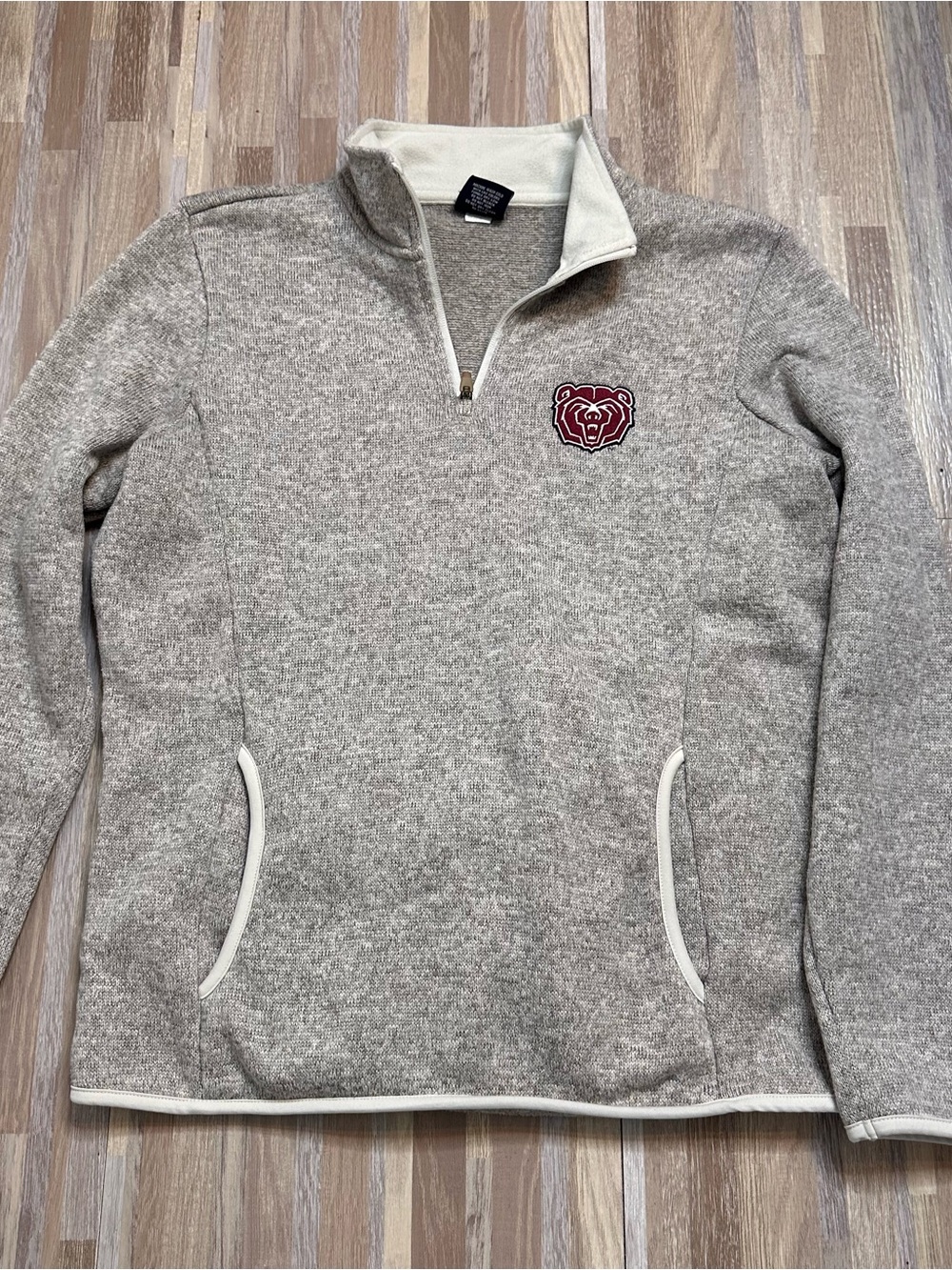 Missouri State Vintage Heather Gray Quarter-Zip Pullover with Bear Women’s Large